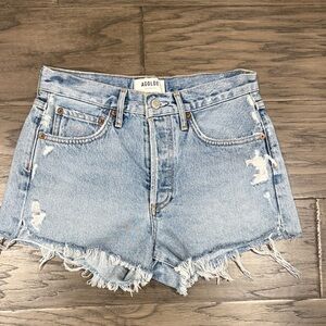 Agolde Parker Women's Frayed Jean Shorts - Light Blue